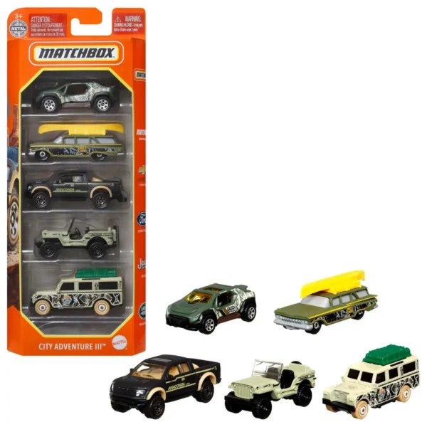 Matchbox 1:64 Scale Die-Cast Toy Cars or Trucks, Set of 5 (Styles May Vary)