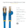 StarTech.com 10ft CAT6a Ethernet Cable – 10 Gigabit Shielded Snagless RJ45 100W PoE Patch Cord – 10GbE STP Network Cable w/Strain Relief – Blue Fluke Tested/Wiring is UL Certified/TIA
