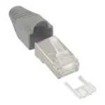 InLine Crimp Connector RJ45 8P8C shielded w. threader+bend protection, grey