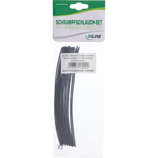 InLine Heat-Shrinkable Tubings 200mm from 1.5mm to 0.75mm 20 pcs.