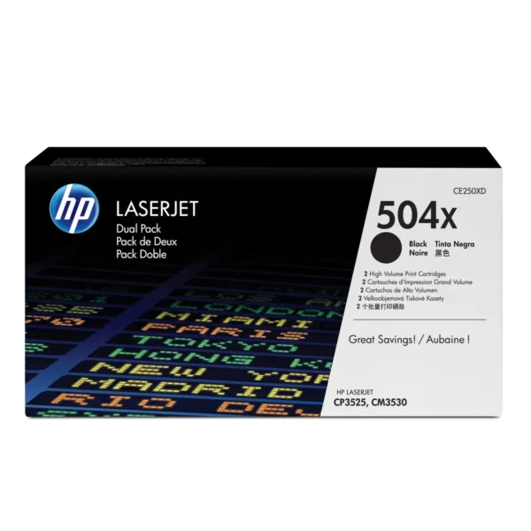 HP 504X 2-pack High Yield Black Original LaserJet Toner Cartridges