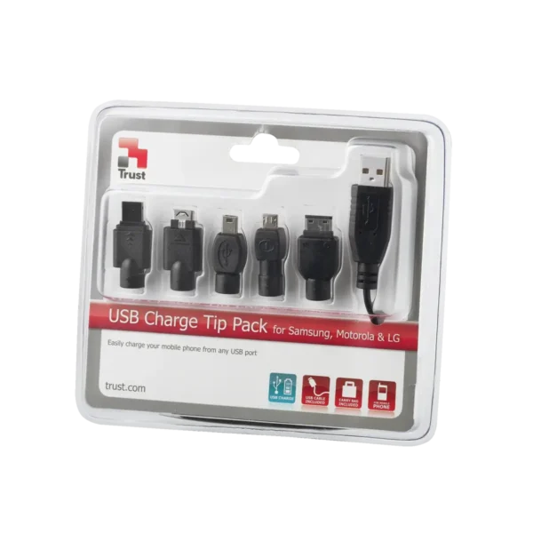 Trust USB Charge Tip Pack USB cable Black