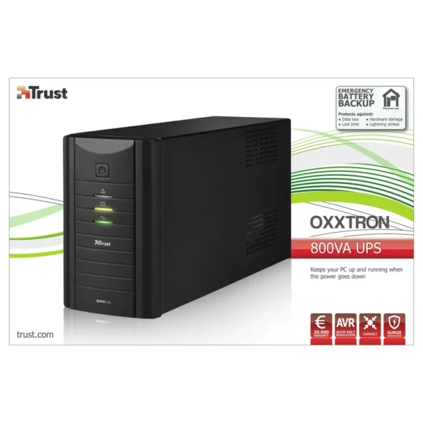 Trust Oxxtron uninterruptible power supply (UPS) 0.8 kVA 2 AC outlet(s)
