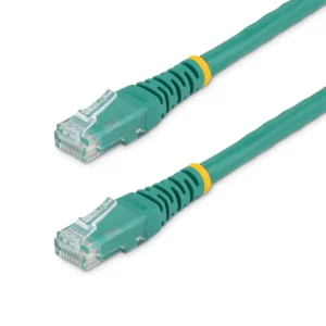 StarTech.com 12ft CAT6 Ethernet Cable – Green CAT 6 Gigabit Ethernet Wire -650MHz 100W PoE RJ45 UTP Molded Network/Patch Cord w/Strain Relief/Fluke Tested/Wiring is UL Certified/TIA