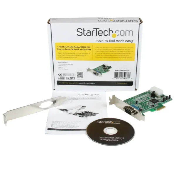 StarTech.com 1-port PCI Express RS232 Serial Adapter Card – PCIe RS232 Serial Host Controller Card – PCIe to Serial DB9 – 16550 UART – Low Profile Expansion Card – Windows & Linux