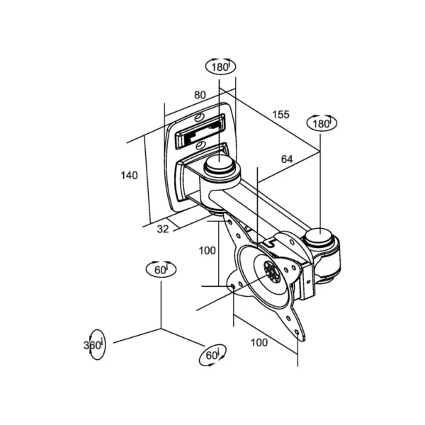 InLine Wall Bracket for TFT up to 69cm 27″ max. 15kg one-piece arm