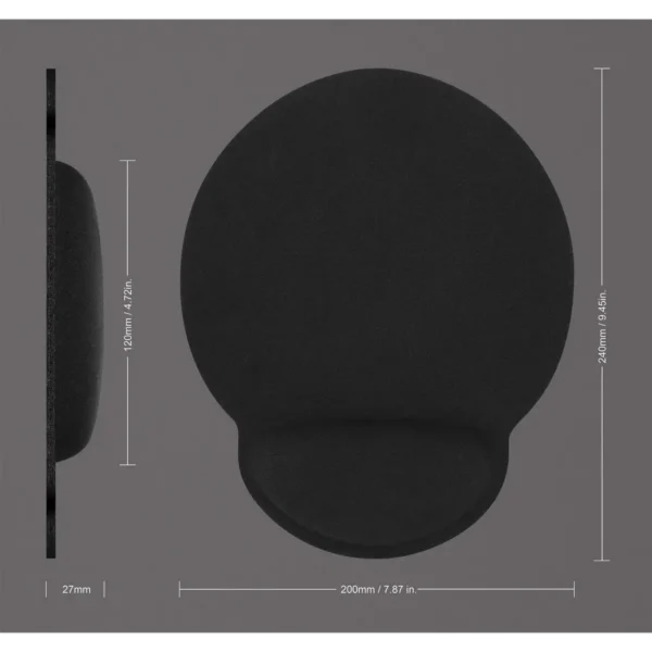 Manhattan Wrist Gel Support Pad and Mouse Mat, Black, 241 × 203 × 40 mm, non slip base, Lifetime Warranty, Card Retail Packaging