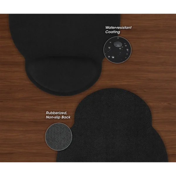 Manhattan Wrist Gel Support Pad and Mouse Mat, Black, 241 × 203 × 40 mm, non slip base, Lifetime Warranty, Card Retail Packaging