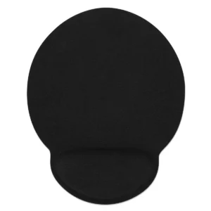 Manhattan Wrist Gel Support Pad and Mouse Mat, Black, 241 × 203 × 40 mm, non slip base, Lifetime Warranty, Card Retail Packaging