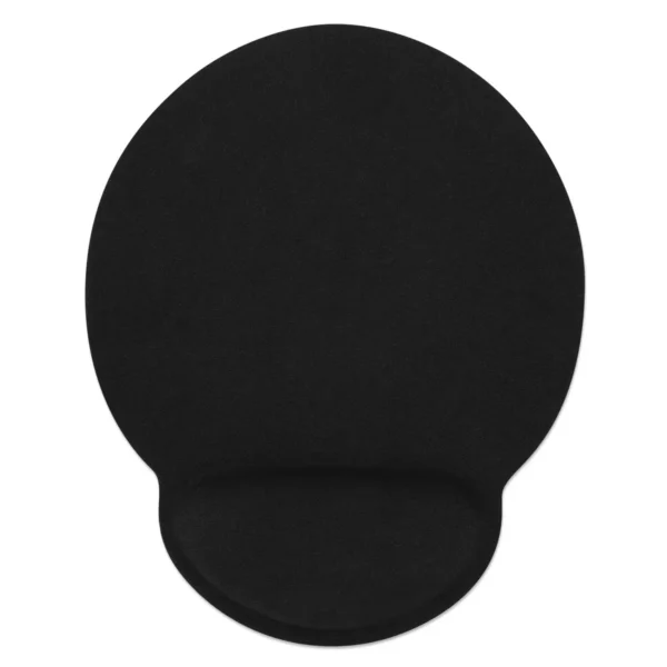 Manhattan Wrist Gel Support Pad and Mouse Mat, Black, 241 × 203 × 40 mm, non slip base, Lifetime Warranty, Card Retail Packaging