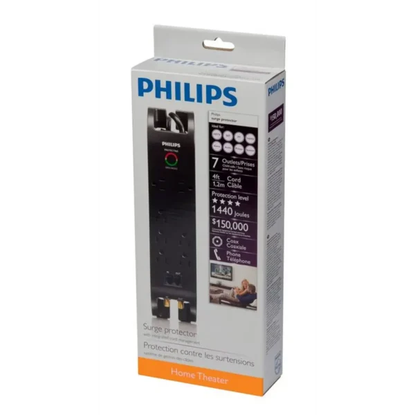 Philips SPP5075C/37 surge protector Black 7 AC outlet(s) 1.22 m