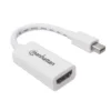 Manhattan Mini DisplayPort 1.1 to HDMI Adapter Cable, 1080p@60Hz, 17cm, Male to Female, White, Lifetime Warranty, Polybag