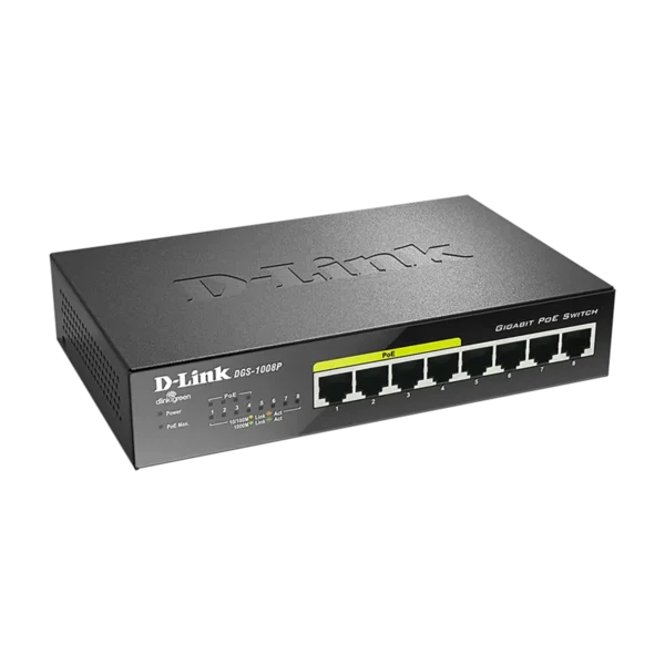 D-Link DGS-1008P network switch Unmanaged Gigabit Ethernet (10/100/1000) Power over Ethernet (PoE) Black