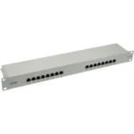 InLine Patch Panel Cat.6 16 Port 19″ 1HE light grey RAL7035