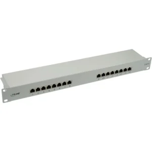 InLine Patch Panel Cat.6 16 Port 19″ 1HE light grey RAL7035
