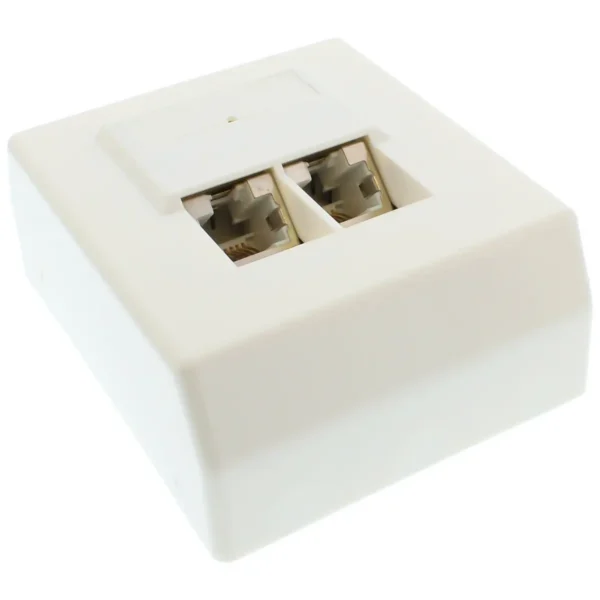 InLine Cat.5e Network Box 2x RJ45 surface mounting white RAL9010