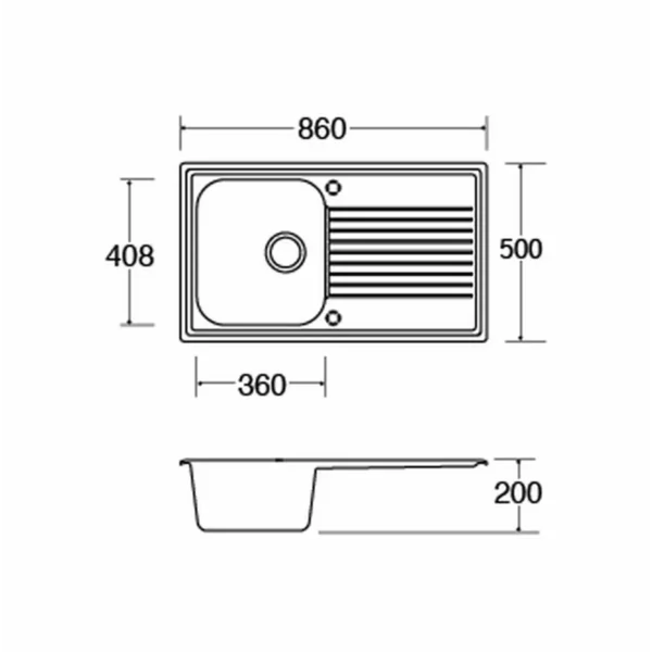 CDA AS1WH kitchen sink Top-mounted sink Rectangular Granite