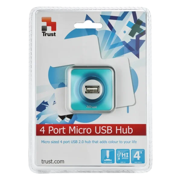 Trust 4 Port USB 2.0 Micro Hub – Blue