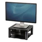 Fellowes Computer Monitor Stand with 3 Height Adjustments – Premium Monitor Riser Plus with Cable Management – Ergonomic Adjustable Monitor Stand for Computers – Max Weight 36KG/Max Size 21″ – Graphite