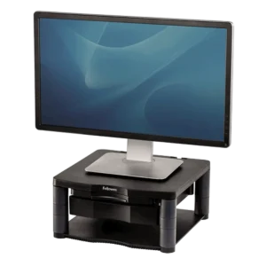 Fellowes Computer Monitor Stand with 3 Height Adjustments – Premium Monitor Riser Plus with Cable Management – Ergonomic Adjustable Monitor Stand for Computers – Max Weight 36KG/Max Size 21″ – Graphite