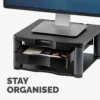 Fellowes Computer Monitor Stand with 3 Height Adjustments – Premium Monitor Riser Plus with Cable Management – Ergonomic Adjustable Monitor Stand for Computers – Max Weight 36KG/Max Size 21″ – Graphite