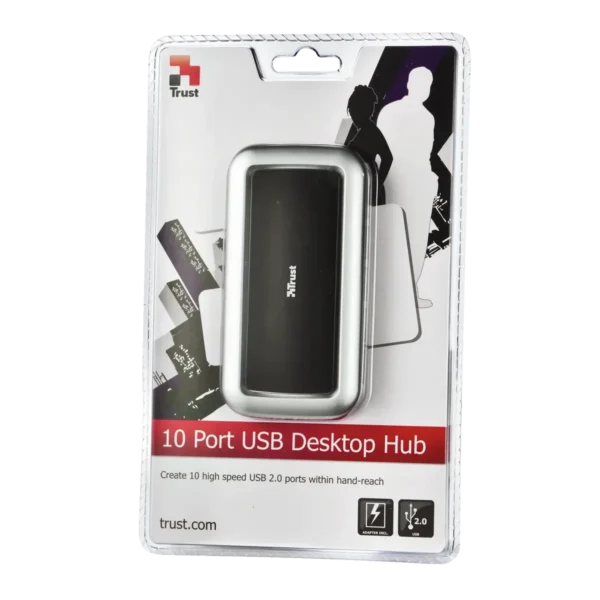 Trust 10 Port USB 2.0 Desktop Hub Black, White