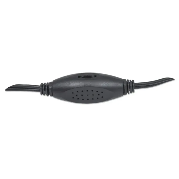 Manhattan 2600 Series Speaker System, Small Size, Big Sound, Two Speakers, Stereo, USB power, Output: 2x 3W, 3.5mm plug for sound, In-Line volume control, Cable 0.9m, Black, Three Year Warranty