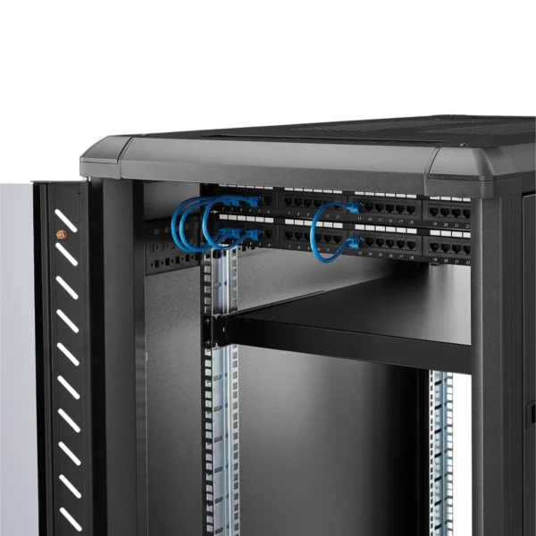 StarTech.com 1U 4-Post Adjustable Server Rack Mount Shelf – 330lbs(150 kg) – 19.5 to 38in Adjustable Mounting Depth Universal Tray for 19″ AV, Data & Network Equipment Rack – 27.5in Deep