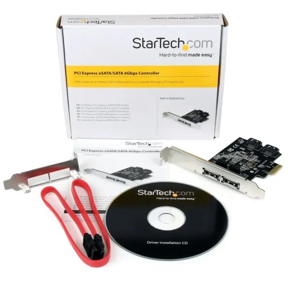 StarTech.com 2 Port PCI Express SATA 6 Gbps eSATA Controller Card – Dual Port PCIe SATA III Card – 2 Int/2 Ext