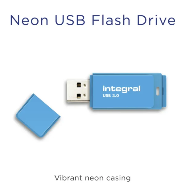 Integral 64GB USB3.0 DRIVE NEON BLUE UP TO R-100 W-30 MBS