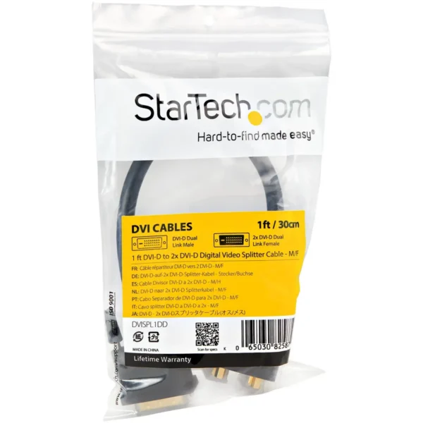 StarTech.com 30cm (1 ft) DVI-D to 2x DVI-D Digital Video Splitter Cable – M/F~1 ft DVI-D to 2x DVI-D Digital Video Splitter Cable – M/F