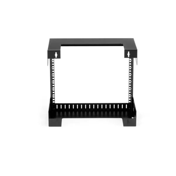 StarTech.com 8U 19″ Wall Mount Network Rack – 12″ Deep 2 Post Open Frame Server Room Rack for Data/AV/IT/Computer Equipment/Patch Panel with Cage Nuts & Screws 135lb Capacity, Black (RK812WALLO)