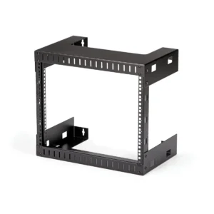 StarTech.com 8U 19″ Wall Mount Network Rack – 12″ Deep 2 Post Open Frame Server Room Rack for Data/AV/IT/Computer Equipment/Patch Panel with Cage Nuts & Screws 135lb Capacity, Black (RK812WALLO)