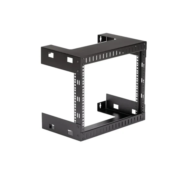 StarTech.com 8U 19″ Wall Mount Network Rack – 12″ Deep 2 Post Open Frame Server Room Rack for Data/AV/IT/Computer Equipment/Patch Panel with Cage Nuts & Screws 135lb Capacity, Black (RK812WALLO)