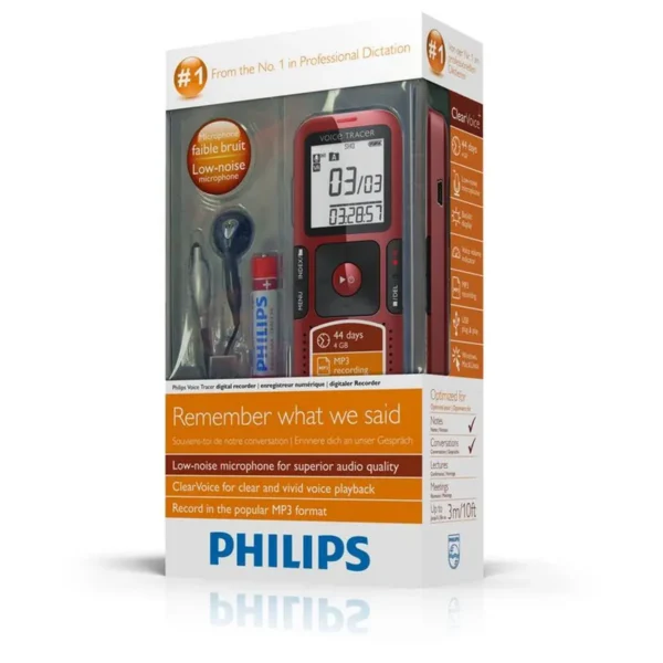 Philips Voice Tracer LFH0648/27 dictaphone Flash card Black, Bordeaux, Red