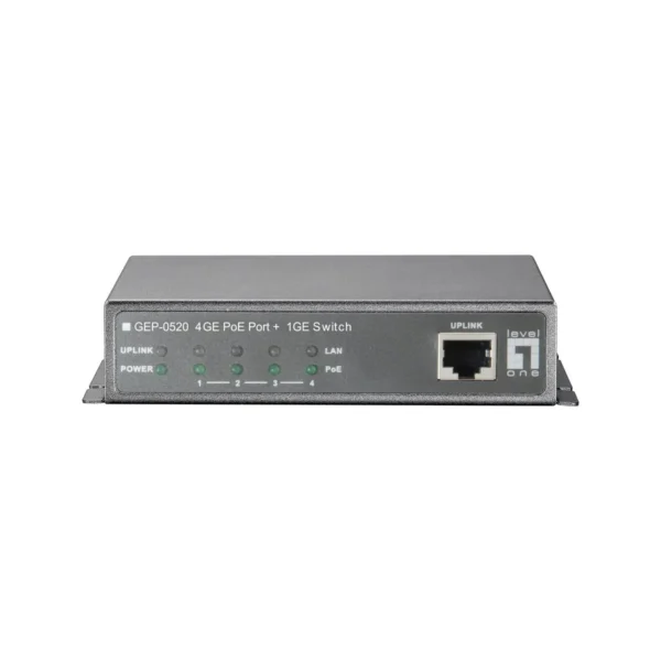 LevelOne 5-Port Gigabit PoE Switch, 61.6W, 802.3af PoE, 4 PoE Outputs, power adapter included