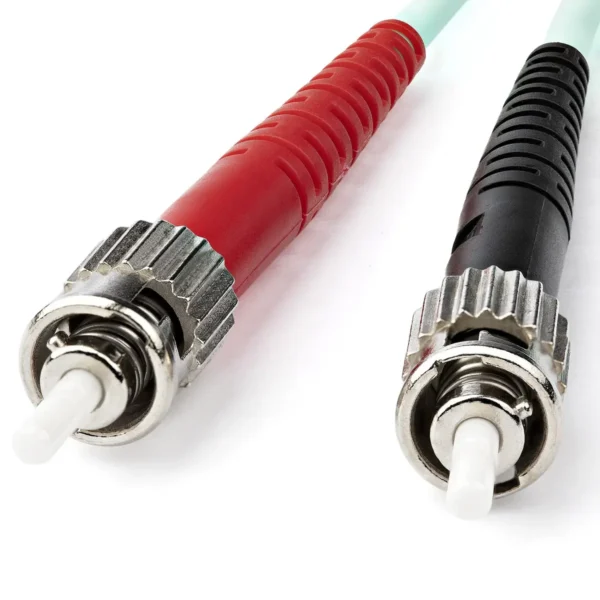 StarTech.com 1m (3ft) ST/UPC OM3 Multimode Fiber Optic Cable, Full Duplex 50/125µm Zipcord Fiber Cable, 100G Networks, LOMMF/VCSEL – LSZH Fiber Jumper Cord