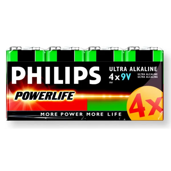 Philips PowerLife 9VPS4A 9V Alkaline Battery