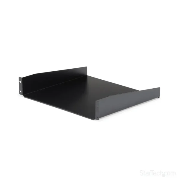 StarTech.com 2U Server Rack Shelf – Universal Rack Mount Cantilever Shelf for 19″ Network Equipment Rack & Cabinet – Heavy Duty Steel - Weight Capacity 44lb/20kg – 16″ Deep Tray, Black