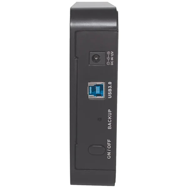 Manhattan Drive Enclosure (Euro 2-pin plug), 5 Gbps (USB 3.2 Gen1 aka USB 3.0), SATA, 3.5″, One-touch backup button, SuperSpeed USB, Black, Sturdy, Plastic, Three Year Warranty, Boxed