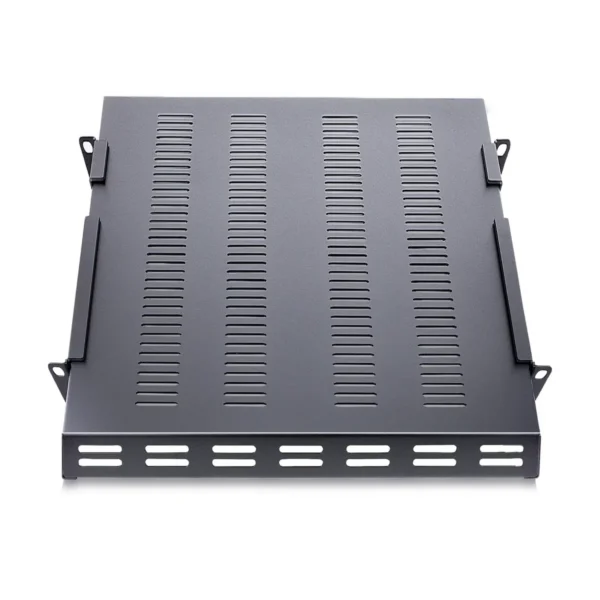 StarTech.com 1U 4-Post Adjustable Vented Server Rack Mount Shelf – 330lbs(150 kg) – 19.5 to 38in Adjustable Mounting Depth Universal Tray for 19″ AV/ Network Equipment Rack – 27.5in Deep