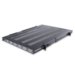 StarTech.com 1U 4-Post Adjustable Vented Server Rack Mount Shelf – 330lbs(150 kg) – 19.5 to 38in Adjustable Mounting Depth Universal Tray for 19″ AV/ Network Equipment Rack – 27.5in Deep