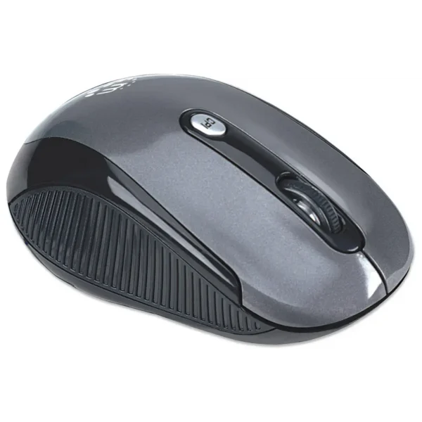 Manhattan Performance Wireless Mouse, Black, Adjustable DPI (1000, 1500 or 2000dpi), 2.4Ghz (up to 10m), USB, Optical, Four Button with Scroll Wheel, USB micro receiver, AA battery (included), Low friction base, Three Year Warranty, Blister
