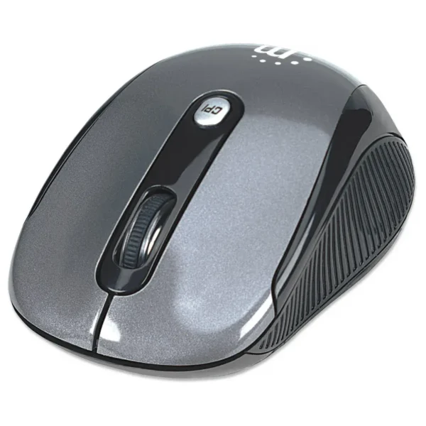 Manhattan Performance Wireless Mouse, Black, Adjustable DPI (1000, 1500 or 2000dpi), 2.4Ghz (up to 10m), USB, Optical, Four Button with Scroll Wheel, USB micro receiver, AA battery (included), Low friction base, Three Year Warranty, Blister