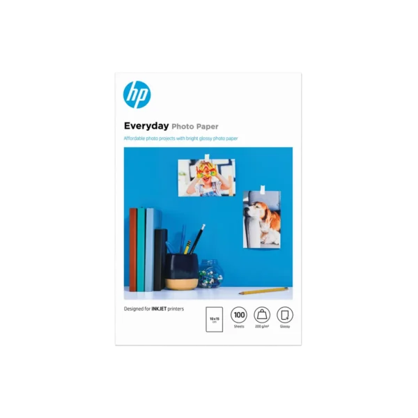 HP Everyday Photo Paper, Glossy, 200 g/m2, 10 x 15 cm (101 x 152 mm), 100 sheets