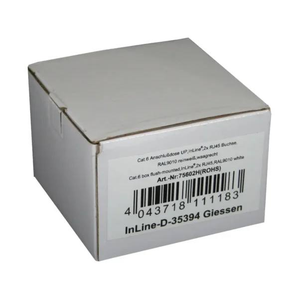 InLine Cat.6 Connection Box 2x RJ45 female to RAL9010 white horizontal