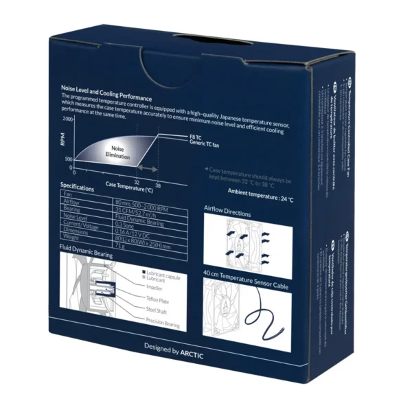 ARCTIC F8 TC – 3-Pin Temperature-controlled fan with standard case