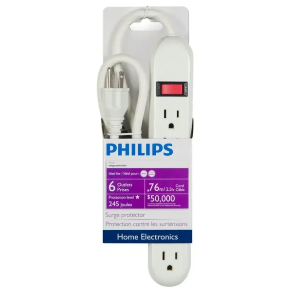 Philips SPP3160B/37 surge protector White 6 AC outlet(s) 0.762 m