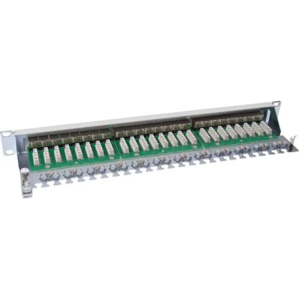 InLine Patch Panel Cat.6 24 Port 19″ 1HE light grey RAL7035