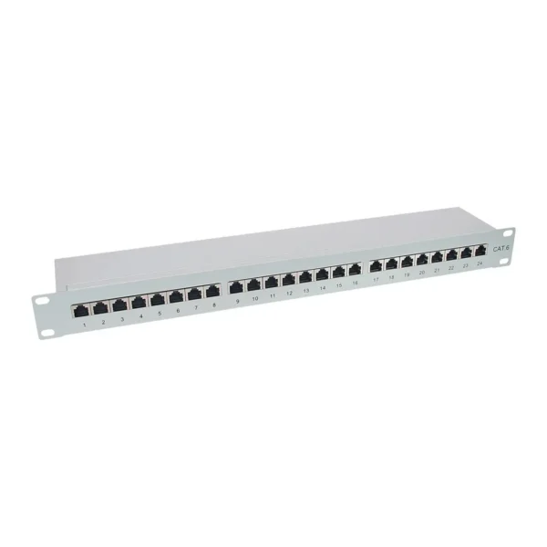 InLine Patch Panel Cat.6 24 Port 19″ 1HE light grey RAL7035